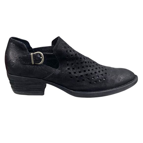 Born Women's Nanna Black Leather Laser Cut Ankle Bootie Size US 8.5 - Picture 1 of 11